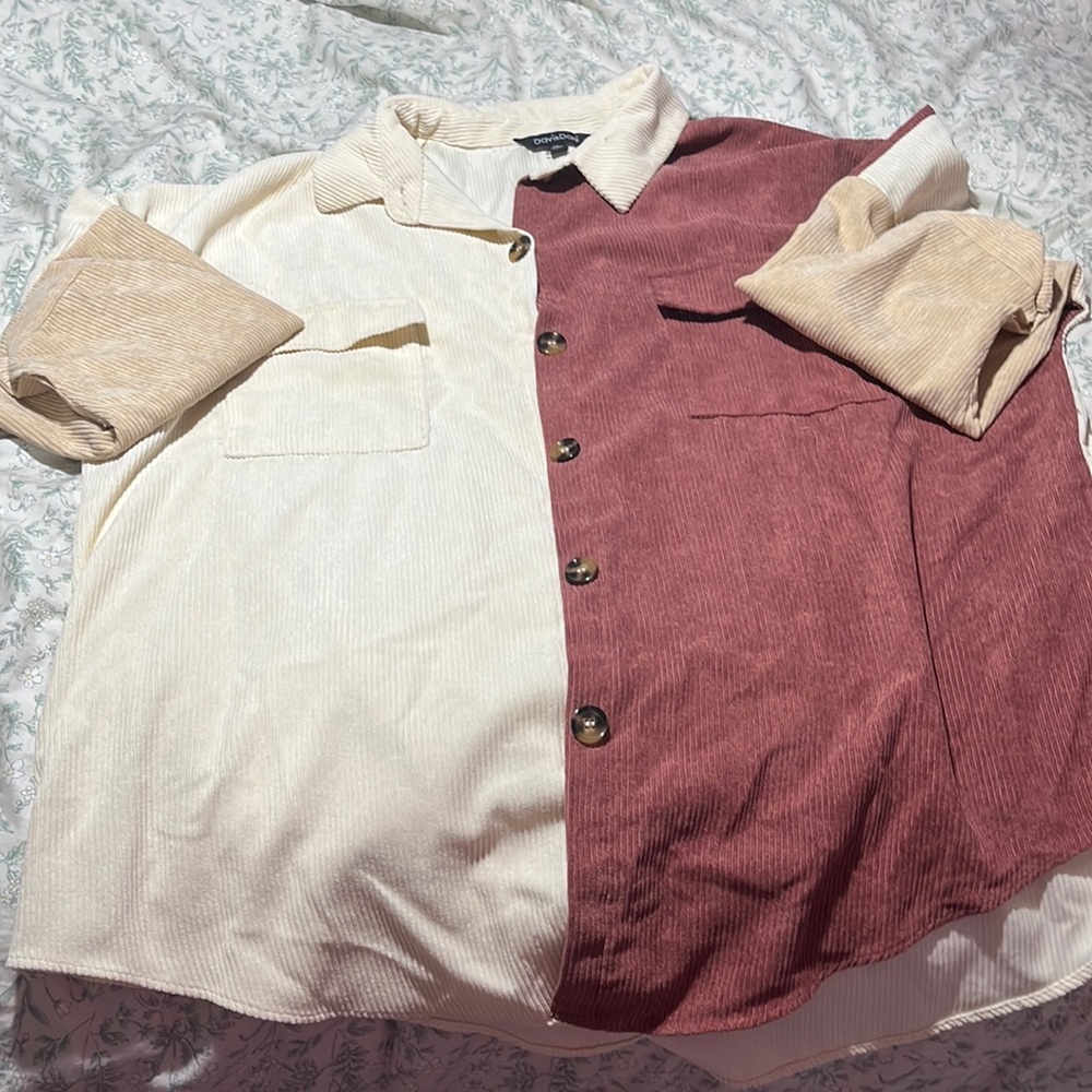 Davi & Dani oversized color block button down